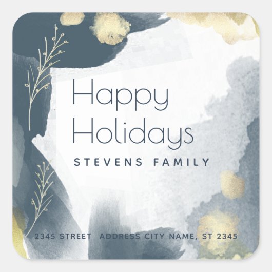 Boho Moderne abstrakte Zweige im Wasserbereich Quadratischer Aufkleber (Vorderseite)