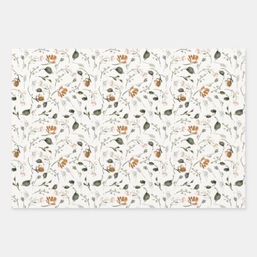 Boho moderne Aquarellblüte Geschenkpapier Set (Vorderseite 3)