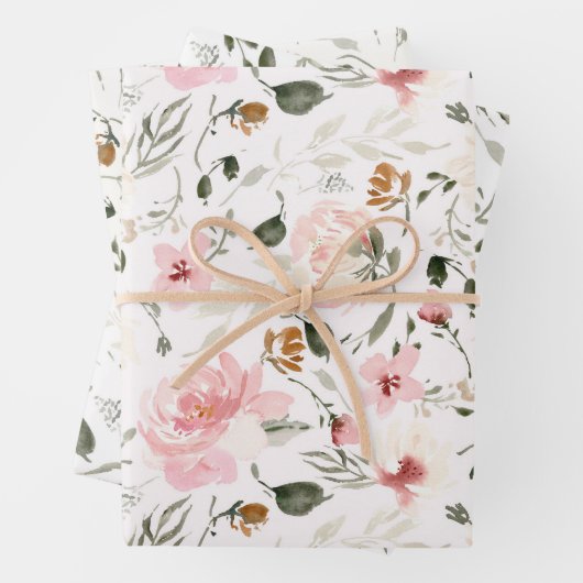 Boho moderne Aquarellblüte Geschenkpapier Set (Beispiel)
