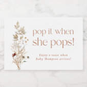 Boho Moderne Blumendusche Sparkling Weinkeller Schaumweinetikett (Einzelnes Label)