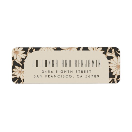 Boho Moderne botanische Black Ivory-Rücksendeadres (Vorne)