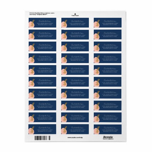 Boho Moderne botanische Kunst Blaue Rücksendeadres (Vorne)