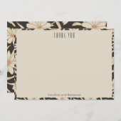 Boho Moderne Botanische Schwarze Brautpaarung Dankeskarte (Vorne/Hinten)