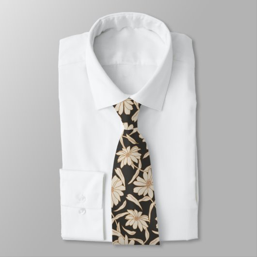 Boho Moderne Botanische Schwarze Herren Hochzeit Krawatte (Gebunden)