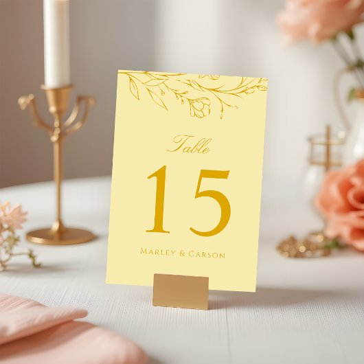 Boho Moderne Buttergelbe Hochzeit Tischnummer