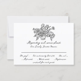 Boho Moderne Doodle Hand gezeichnet Schwarz & Weiß RSVP Karte