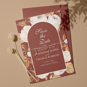 Boho Moderne Dunkle Terrakotta Save-the-Date-Karte Save The Date