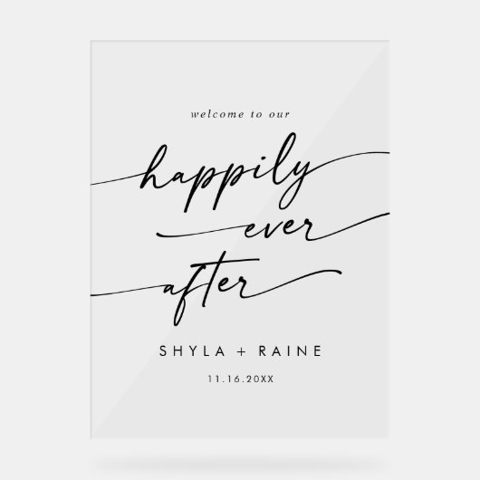 Boho Moderne glücklich klare Akryllische Hochzeit Acrylschild (Vorderseite)