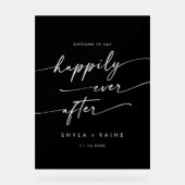 Boho Moderne glücklich weiße Schwarze Hochzeit Wil Acrylschild (Vorderseite)