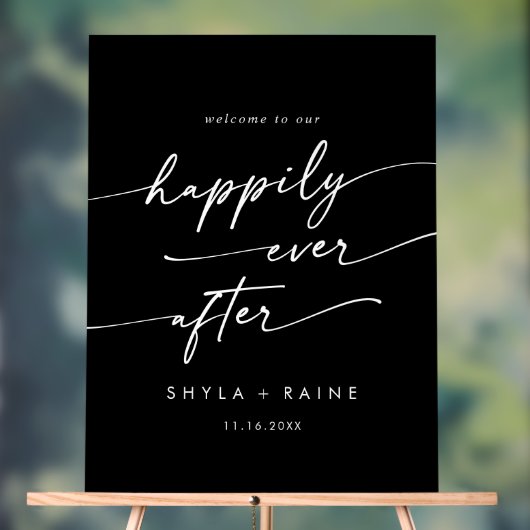 Boho Moderne glücklich weiße Schwarze Hochzeit Wil Acrylschild (Neutral)