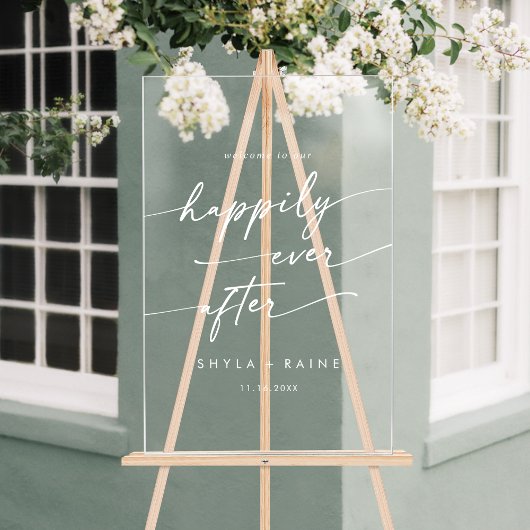 Boho Moderne glückliche White Clear Wedding Willko Acrylschild