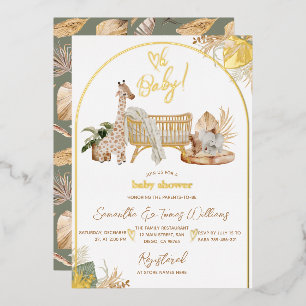 Boho Moderne Herz-Geschlechtsneutrale Babyparty Folieneinladung