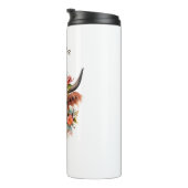 Boho Moderne Hochland-Kuh mit Blume Thermosbecher (Nach rechts gedreht)