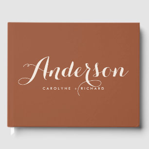 Boho Moderne Kalligrafie Terracotta Wedding Gästebuch