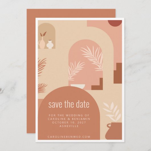 Boho Moderne Kunst, Dichtung und Musik Save The Date (Vorne/Hinten)