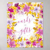 Boho moderne lila Blumenkarten Geschenke Bridal Poster (Vorne)