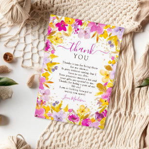 Boho moderne lila lavendel Blumen-Brautparty Dankeskarte