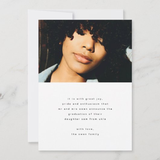 Boho Moderne Minimal Graduate Foto University Ankündigung (Rückseite)