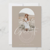 Boho Moderne Minimale Foto-Bogen Abschlussankündig Einladung (Vorderseite)