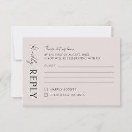 Boho Moderne Minimalistische Hochzeit RSVP Karte