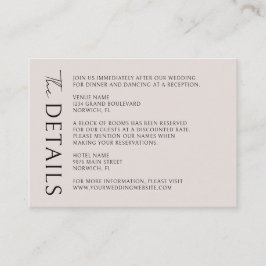 Boho Moderne Minimalistische Hochzeitdetails Begleitkarte