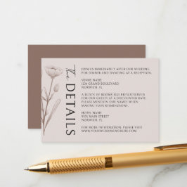 Boho Moderne Minimalistische Hochzeitdetails Begleitkarte
