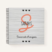 Boho Moderne Monogramm weiße Textur Lieblingsrezep Notizblock (Vorderseite)