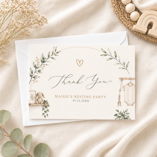 Boho Moderne Nesting-Party Dankeskarte