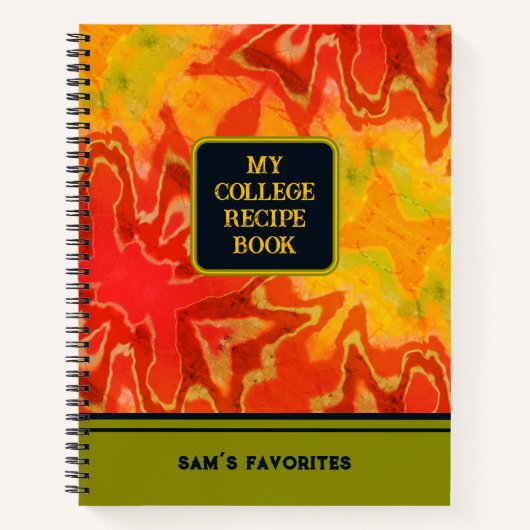 Boho Moderne Orange Favorite Uni Rezept Notizblock (Vorderseite)