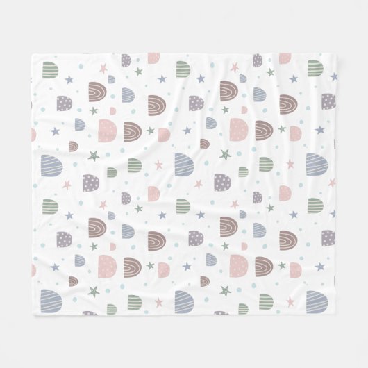 Boho moderne pastellfarbene Regenbogensterne Fleecedecke (Vorderseite (Horizontal))