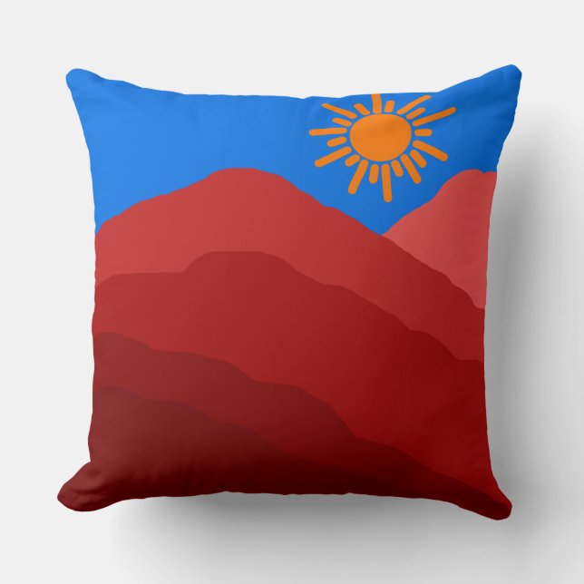 Boho moderne Retro-abstrakte Rote Gebirge Kissen (Vorderseite)