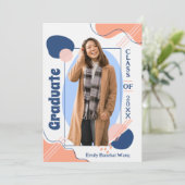 Boho Moderne Retro Foto Abschluss Einladung (Stehend Vorderseite)