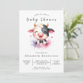 Boho Moderne Rustikale Kuh Babydusche Einladung (Stehend Vorderseite)