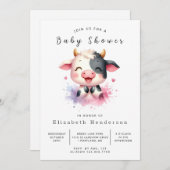Boho Moderne Rustikale Kuh Babydusche Einladung (Vorne/Hinten)
