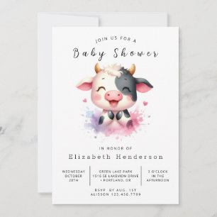 Boho Moderne Rustikale Kuh Babydusche Einladung