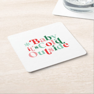 Boho Moderne Schrift Baby, es ist kalt draußen Wei Rechteckiger Pappuntersetzer