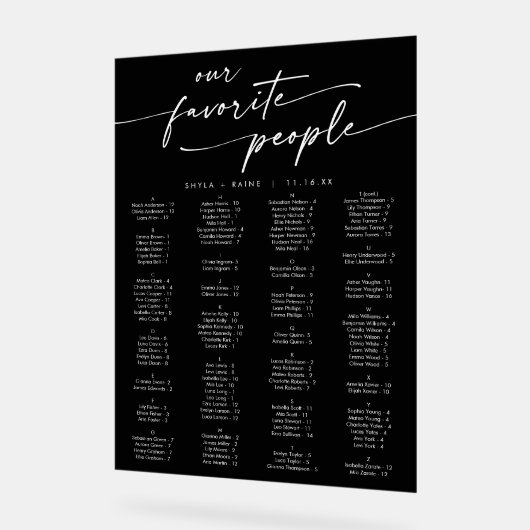 Boho Moderne Schwarz-Akryllische Hochzeitsstift Acrylschild (Winkel)