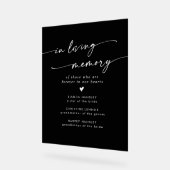 Boho Moderne Schwarze Hochzeit in liebender Erinne Acrylschild (Winkel)