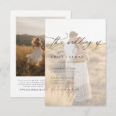 Boho Moderne Vellum-Overlay-Foto-QR-Code-Hochzeit  Einladung (Vorne/Hinten)