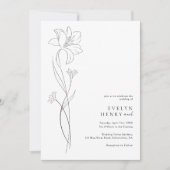 Boho Moderne Wildblumen-Zeichnung Lineare Kunst Ho Einladung (Vorderseite)