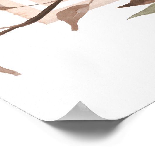 BOHO Moderner Fall Blumenrinkle Herzlich willkomme Poster (Ecke)