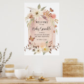 BOHO Moderner Fall Blumenrinkle Herzlich willkomme Poster (Küche)