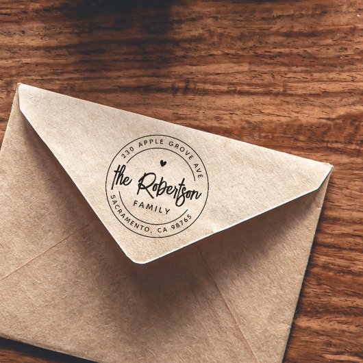 Boho Moderner Familienname Herzstück Rücksendeadre Gummistempel