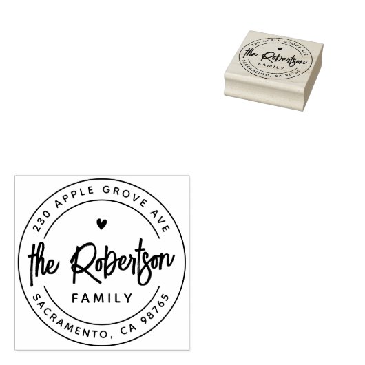 Boho Moderner Familienname Herzstück Rücksendeadre Gummistempel (Stempel)
