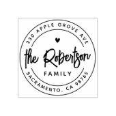 Boho Moderner Familienname Herzstück Rücksendeadre Gummistempel (Prägung)