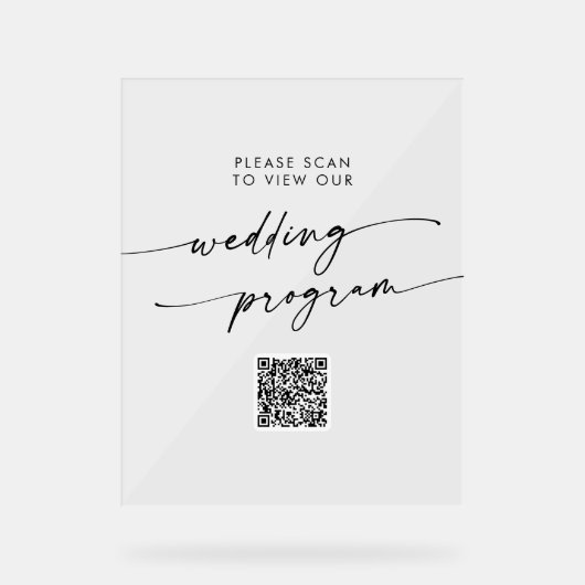 Boho Moderner QR-Code Klarsichtiges Hochzeitsprogr Acrylschild (Vorderseite)