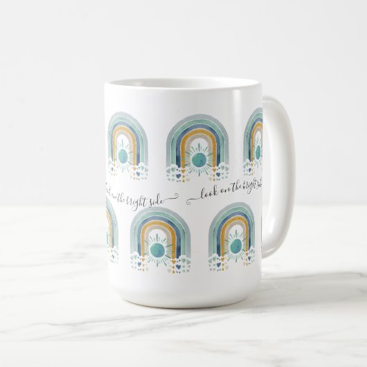 BOHO Moderner Regenbogen Sonne Herz Wasserfarbe Bl Kaffeetasse (VorderseiteRechts)