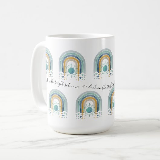 BOHO Moderner Regenbogen Sonne Herz Wasserfarbe Bl Kaffeetasse (Vorderseite Links)