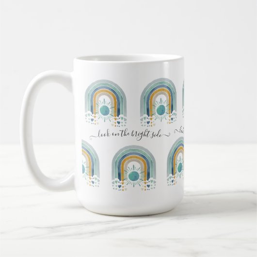 BOHO Moderner Regenbogen Sonne Herz Wasserfarbe Bl Kaffeetasse (Links)