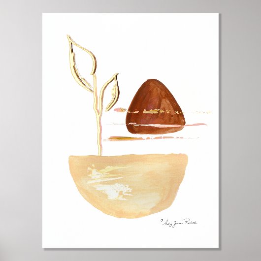 Boho Moderner Rost Gold Bio Blätter Wasserfarbe Foliendrucke (Vorderseite)